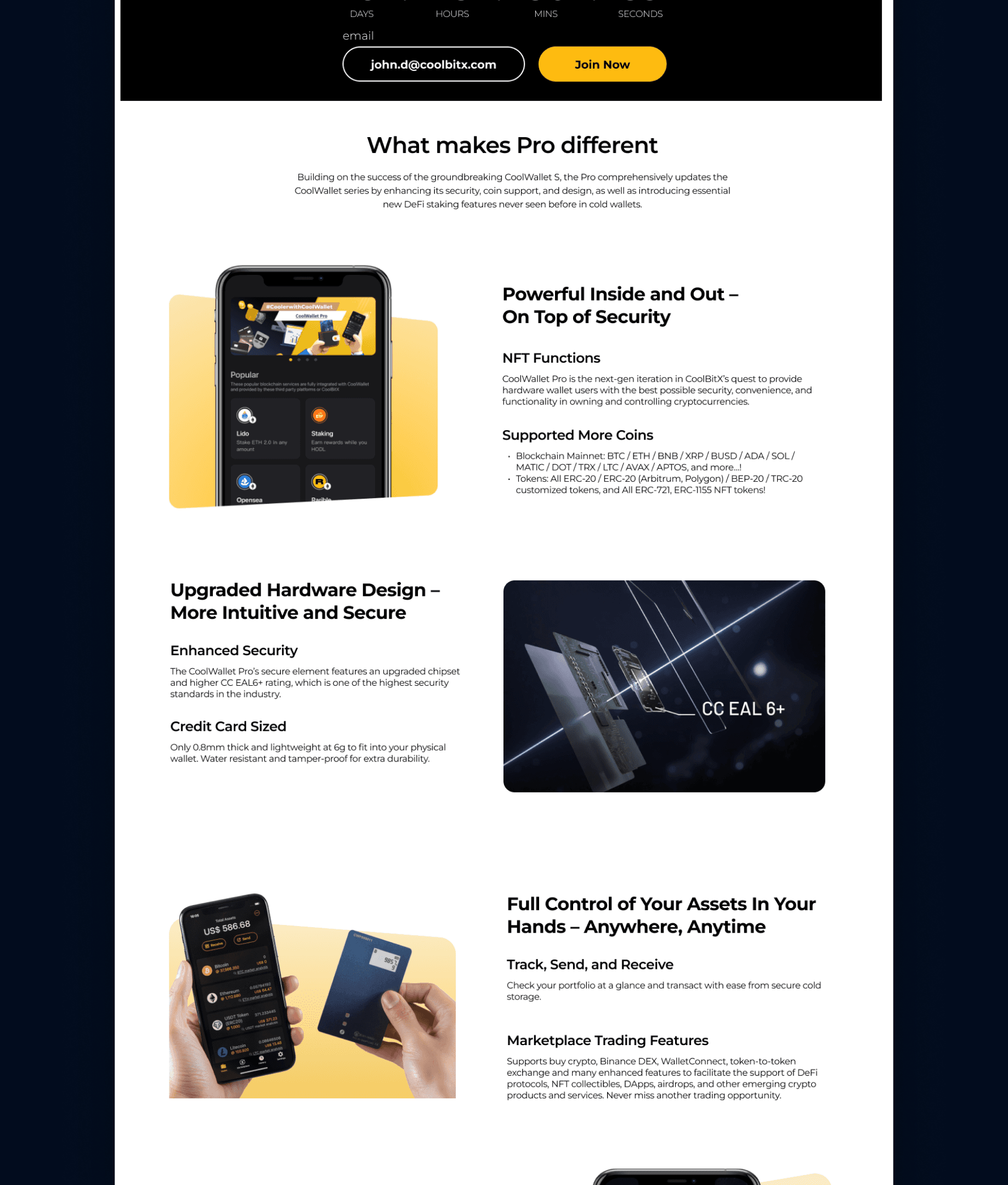 CoolWallet Pro product introduction page