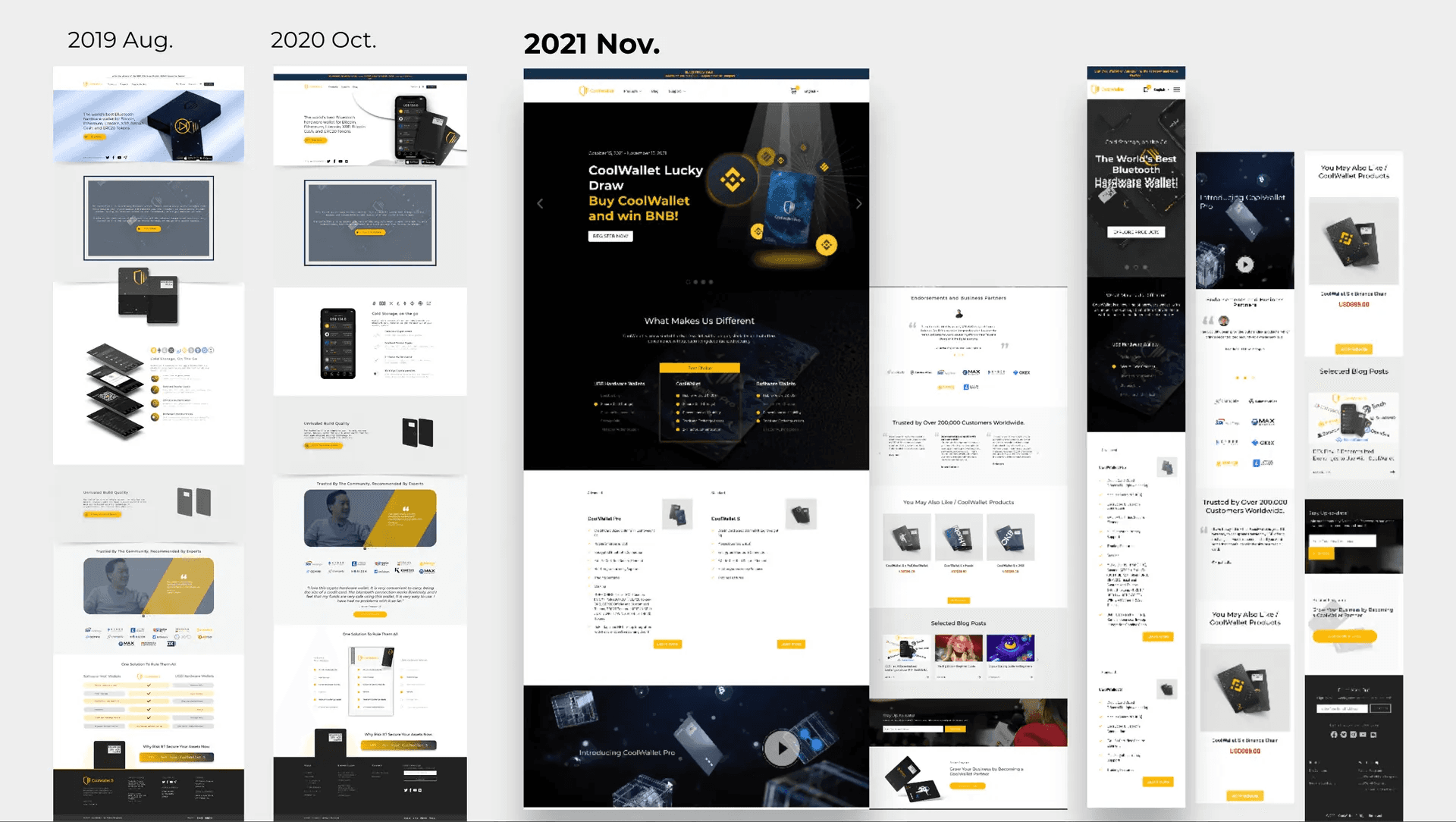 CoolWallet eCommerce site before and after the redesign